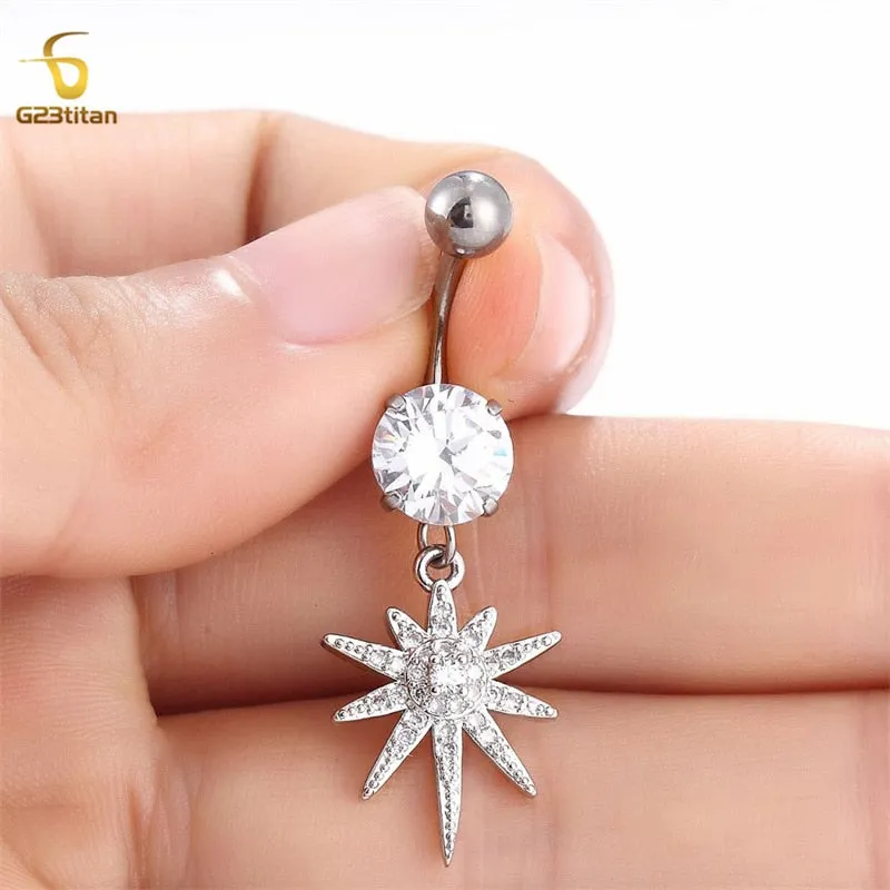 Flower Butterfly Pendant Navel Body PiecingJewelry