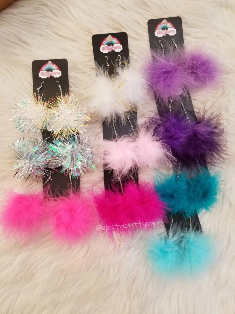 Fluff Puff Kittycorn Earrings