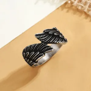 Foreign Trade Jewelry Wholesale European And American Personality Retro Angel Wings Feather Men And Women Titanium Steel Ring