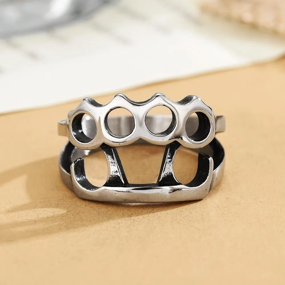 Foreign Trade Jewelry Wholesale European And American Retro Fashion Motorcycle Jewelry Titanium Steel Men's Ring Stab Ring