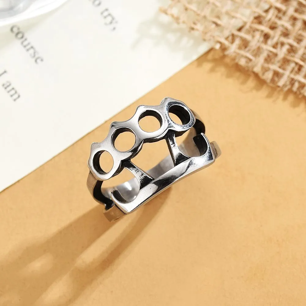 Foreign Trade Jewelry Wholesale European And American Retro Fashion Motorcycle Jewelry Titanium Steel Men's Ring Stab Ring