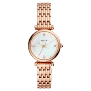 Fossil Carlie Rose Gold Stainless Steel Mother of pearl Dial Quartz Watch for Ladies - ES4429
