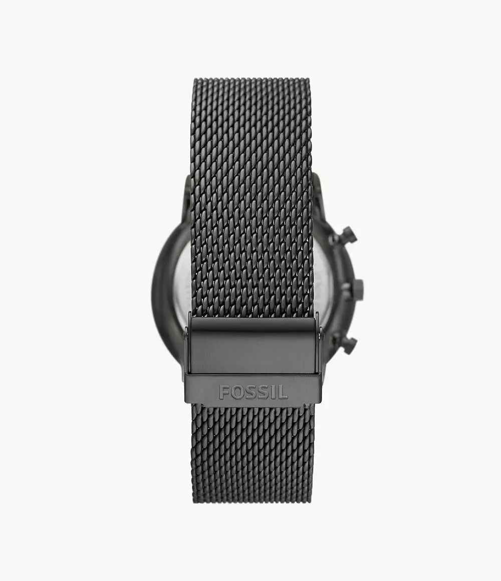 Fossil Minimalist Chronograph Smoke Stainless Steel Mesh Watch