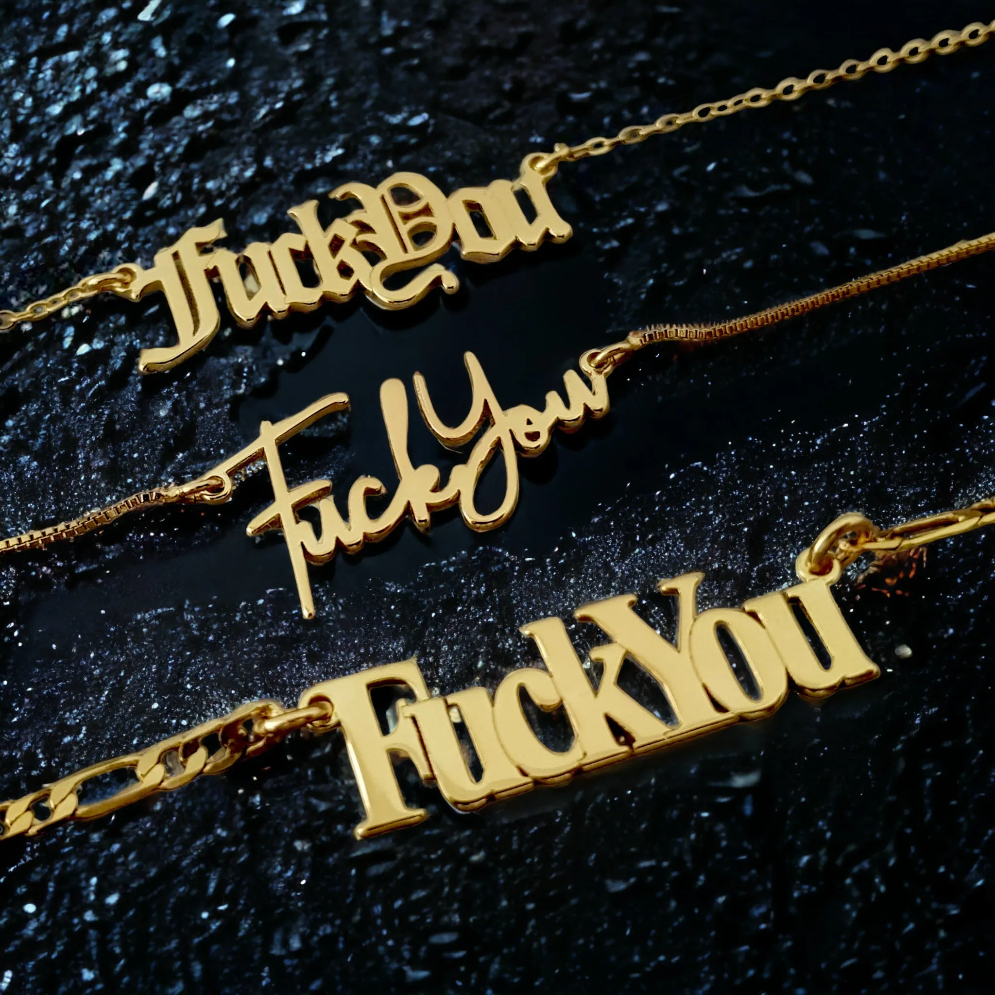 Fuck You: Gothic "Fuck You"  Necklace
