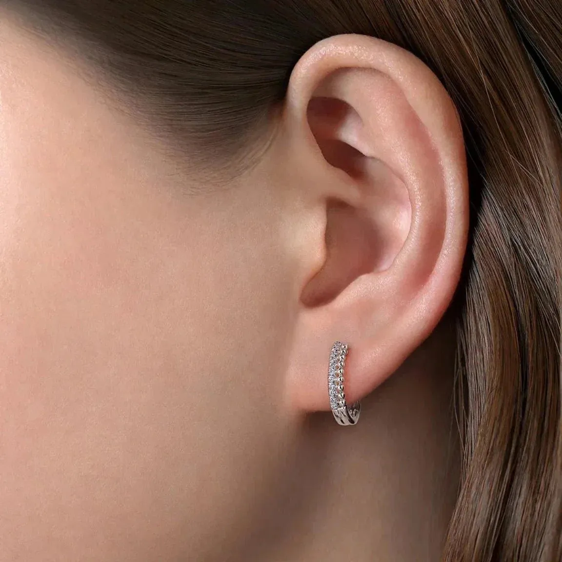 Gabriel & Co. Bujukan Beaded Pavé 10MM Diamond Huggies