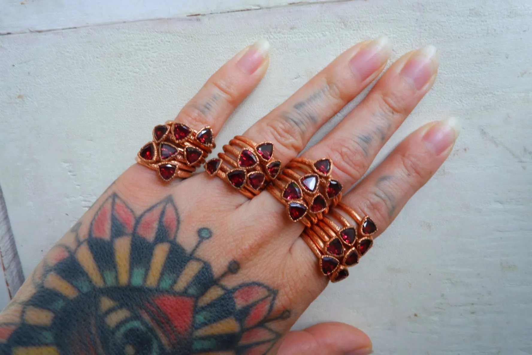 GARNET TRILLION RING