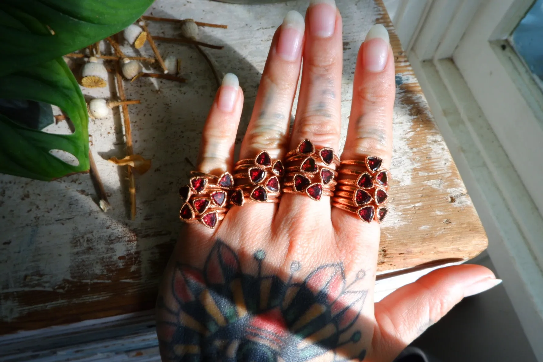 GARNET TRILLION RING
