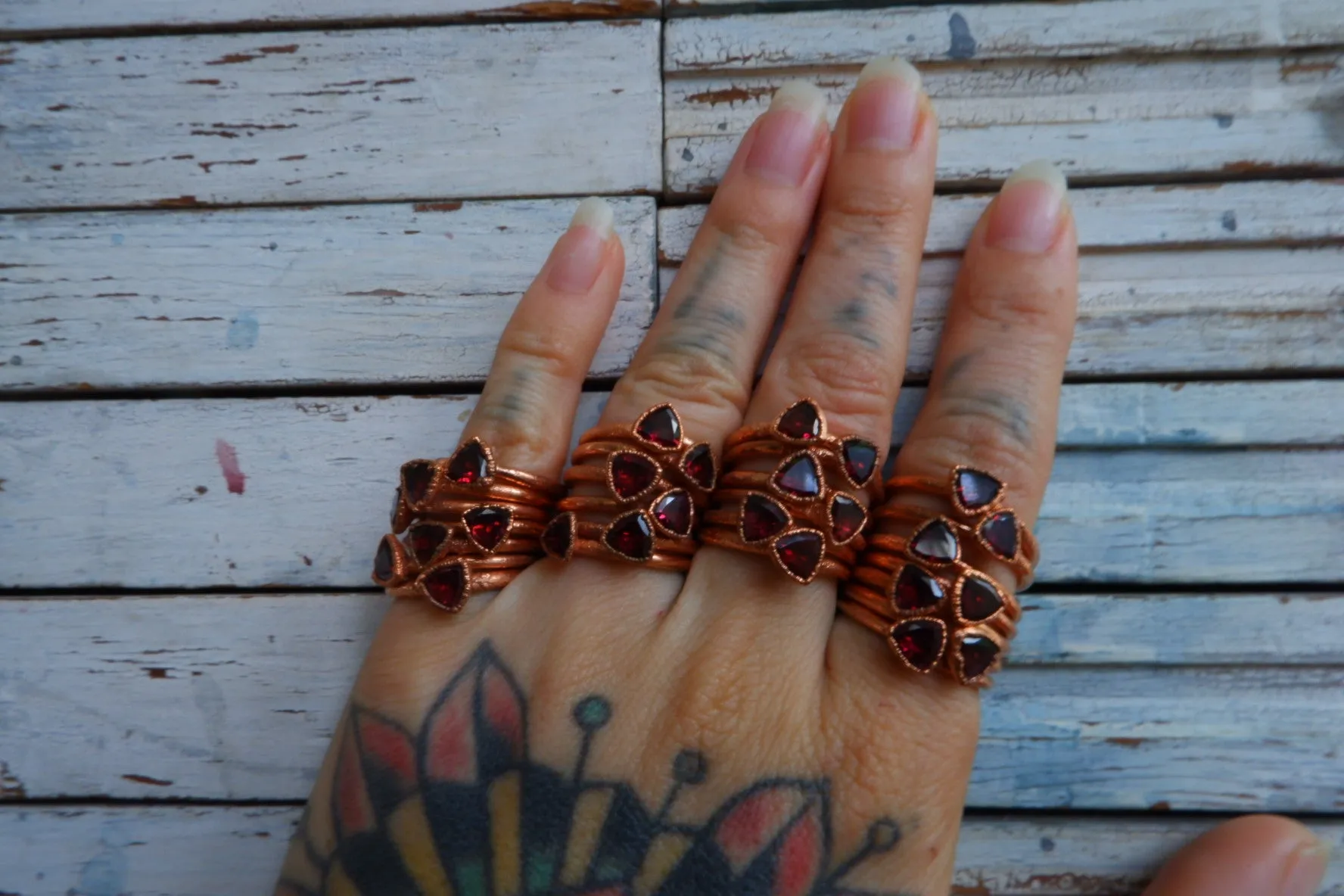 GARNET TRILLION RING