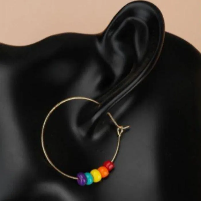 Gay Pride LGBTQI Hoop Beaded Earrings