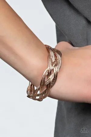 Get Your Wires Crossed - Rose Gold - Braided Wire Paparazzi Cuff Bracelet