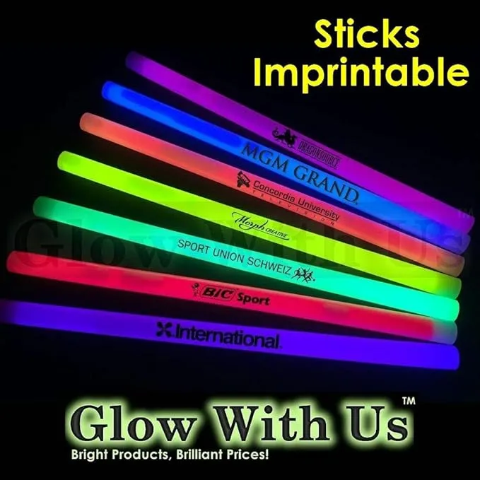 Glow Sticks Bulk Wholesale, 100 12” White Industrial Grade Jumbo Light Sticks, Bright Color, Glow 14 Hrs, Safety Glow Stick w/ 3-Year Shelf Life, Ideal for Camping & Emergency, GlowWithUs Brand