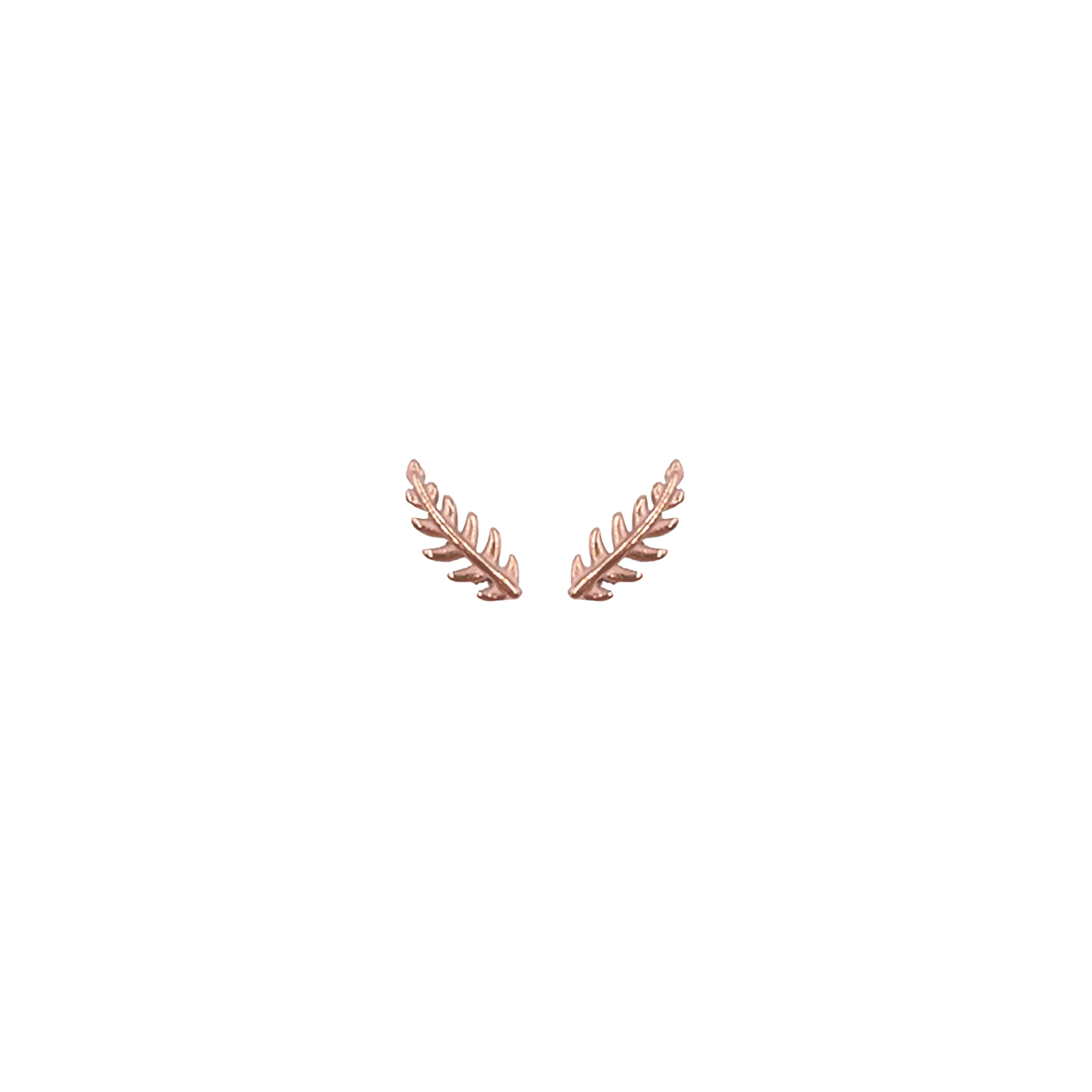 Goddess Collection - Rose Gold Petite Laurel Leaf Stud Earrings