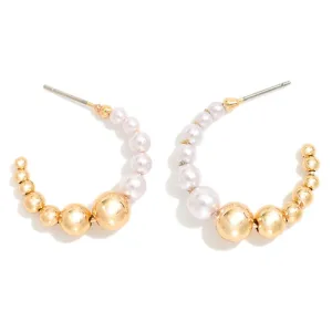 Gold & Pearl Beaded Hoop Earrings