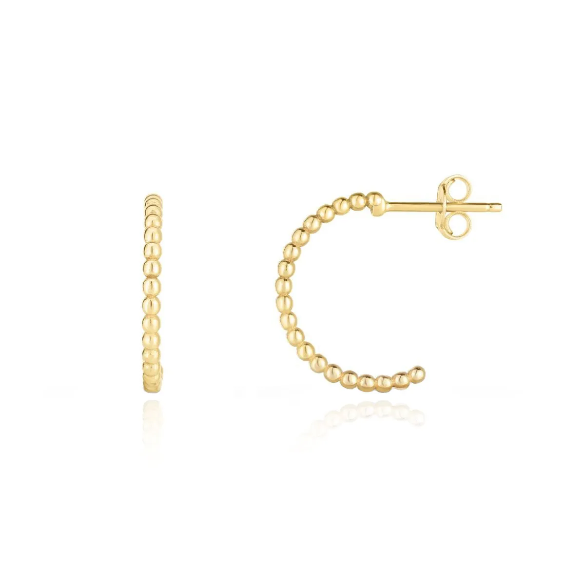 Gold Beaded C-Hoop Earrings