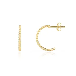 Gold Beaded C-Hoop Earrings