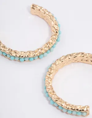 Gold Beaded Hoop Earrings