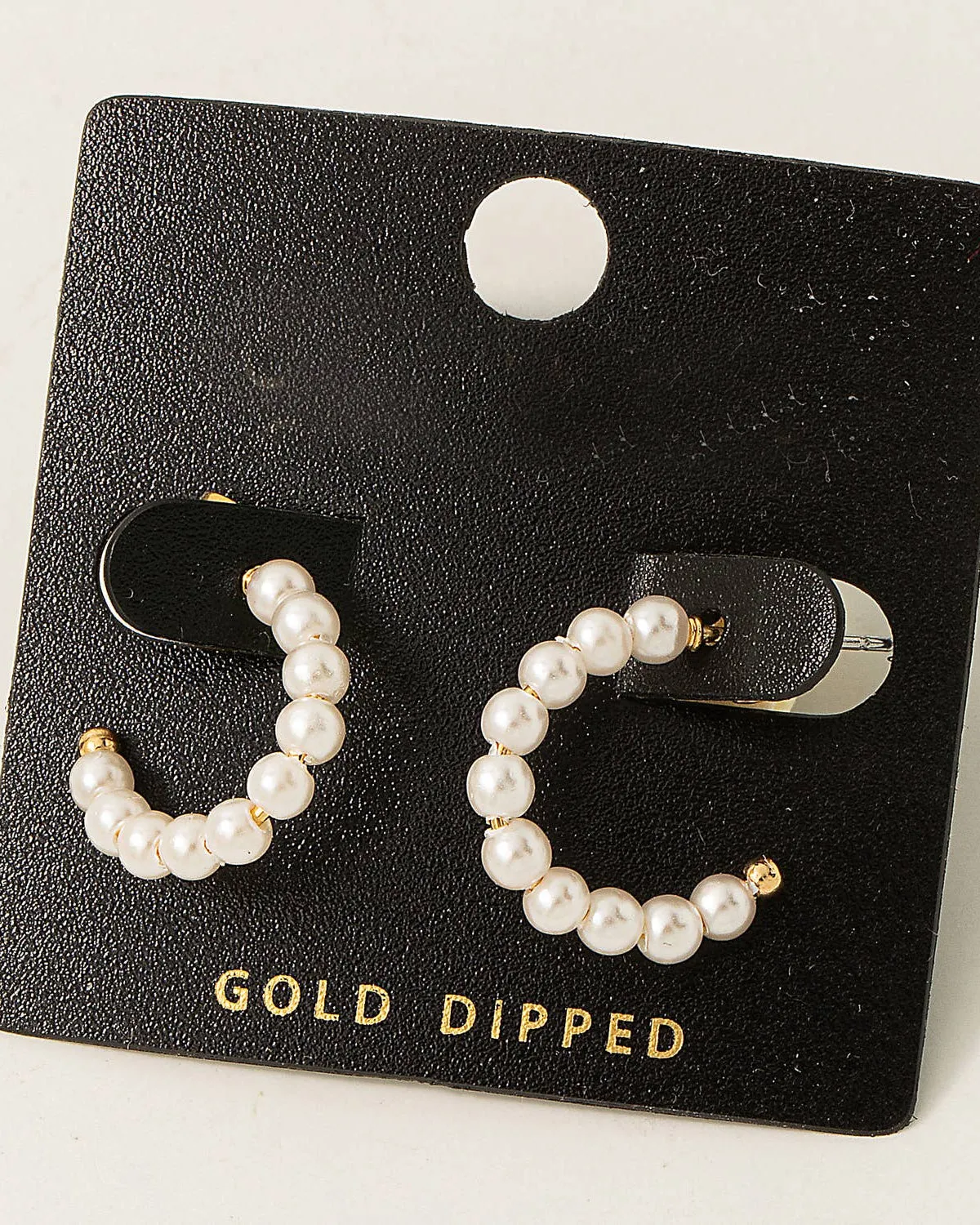 Gold Dipped Pearl Beaded Hoop Earrings