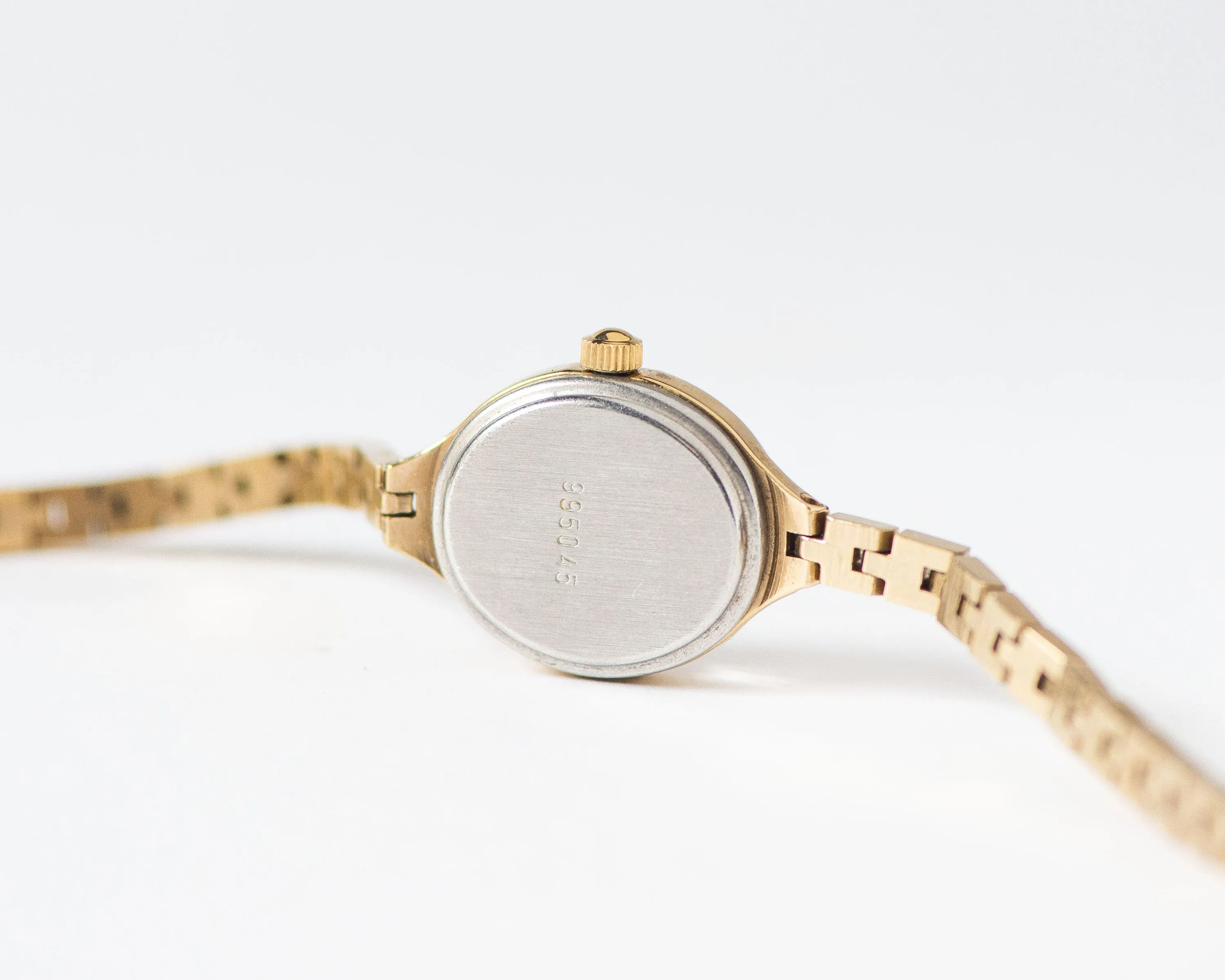 Gold plated cocktail watch for women quartz Seagull, vintage tiny bracelet watch, oval chic lady watch gift, delicate watch Roman numerals