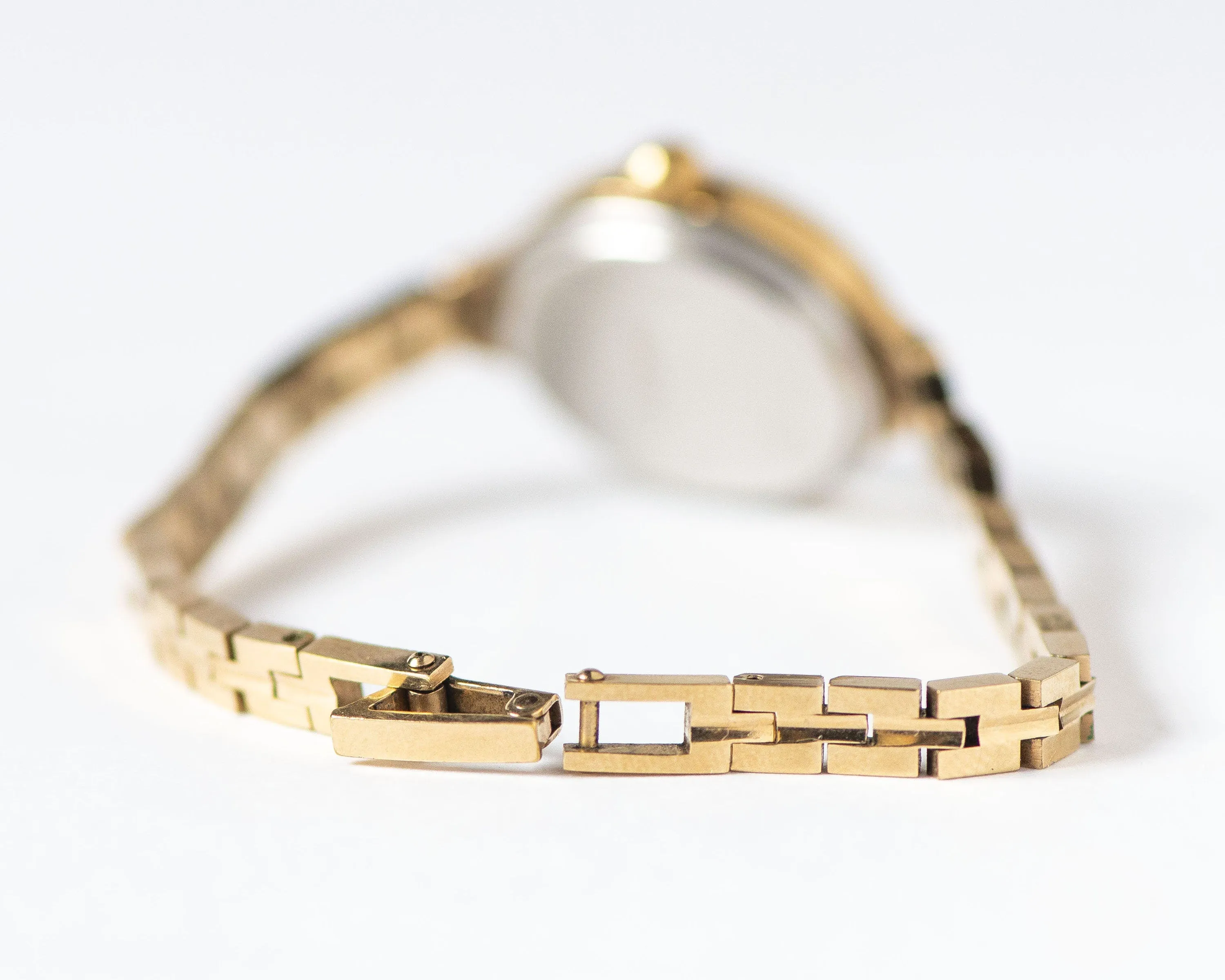 Gold plated cocktail watch for women quartz Seagull, vintage tiny bracelet watch, oval chic lady watch gift, delicate watch Roman numerals