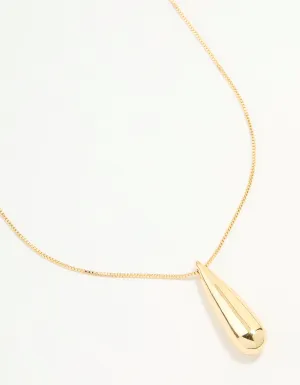 Gold Plated Teardrop Pendant Necklace