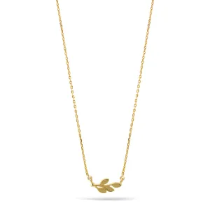GOLD SMALL LEAF PENDANT SHORT NECKLACE #N9415GLD