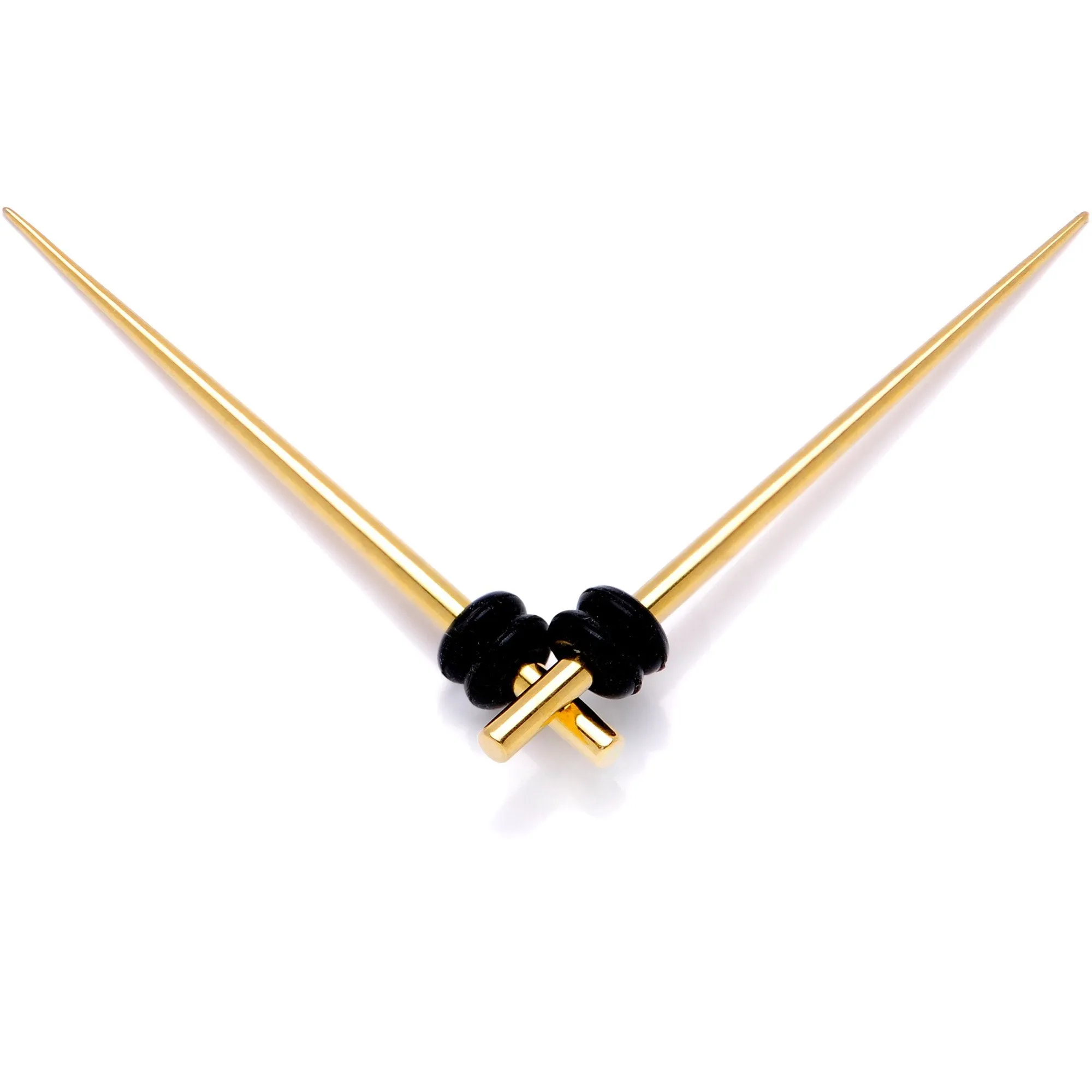 Gold Tone Anodized Titanium Micro Taper Straight Plug Set 14 Gauge to 8 Gauge