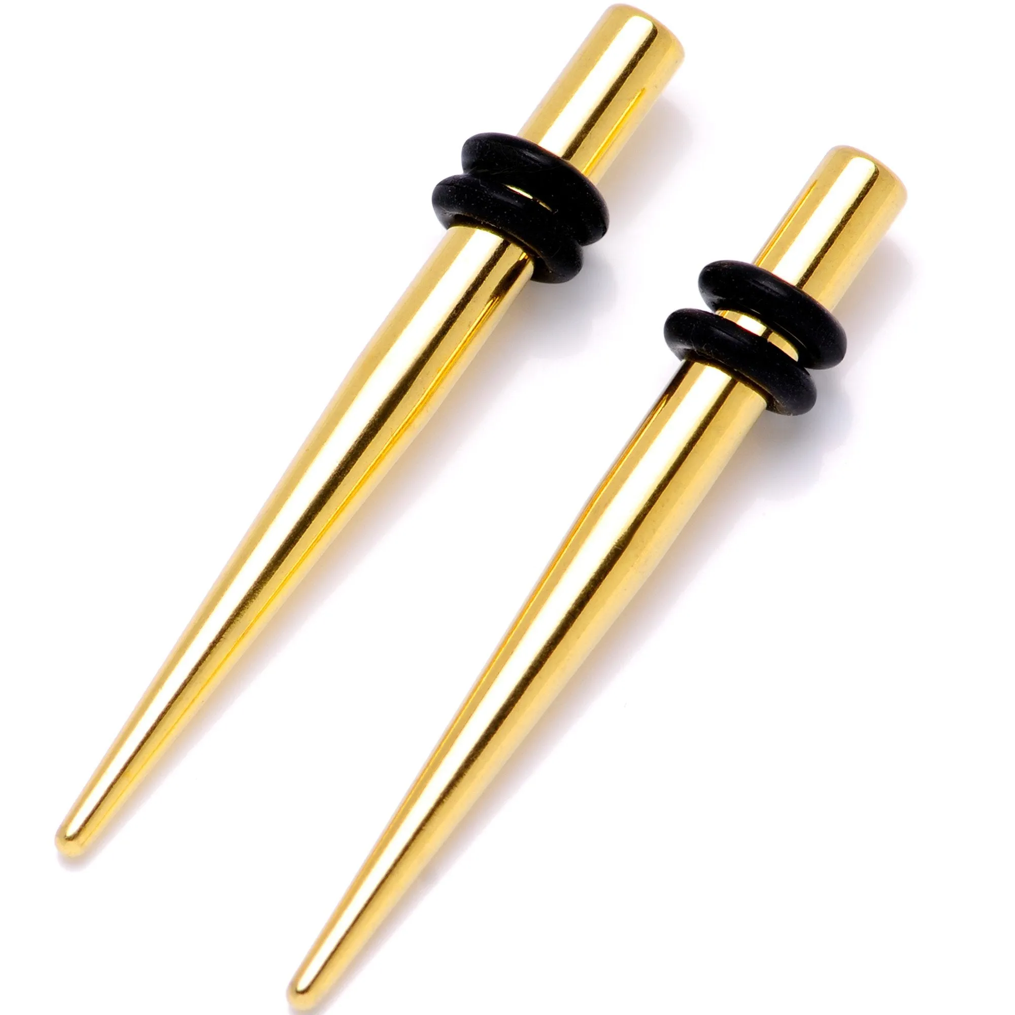 Gold Tone Anodized Titanium Micro Taper Straight Plug Set 14 Gauge to 8 Gauge