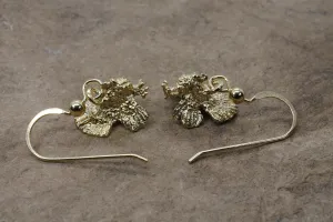 Gold Turkey Earrings with three dimensional 14kt gold vermeil Turkeys