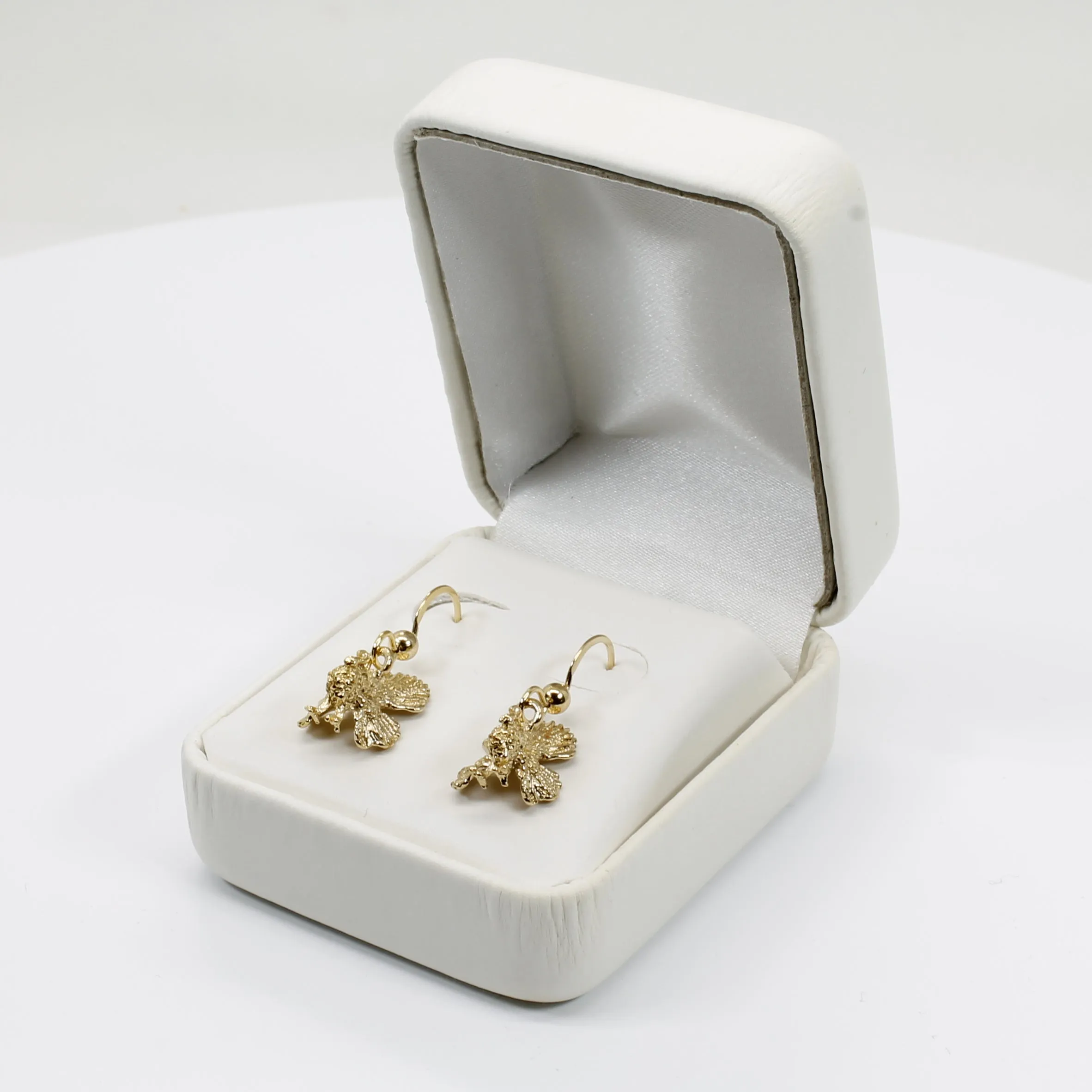 Gold Turkey Earrings with three dimensional 14kt gold vermeil Turkeys