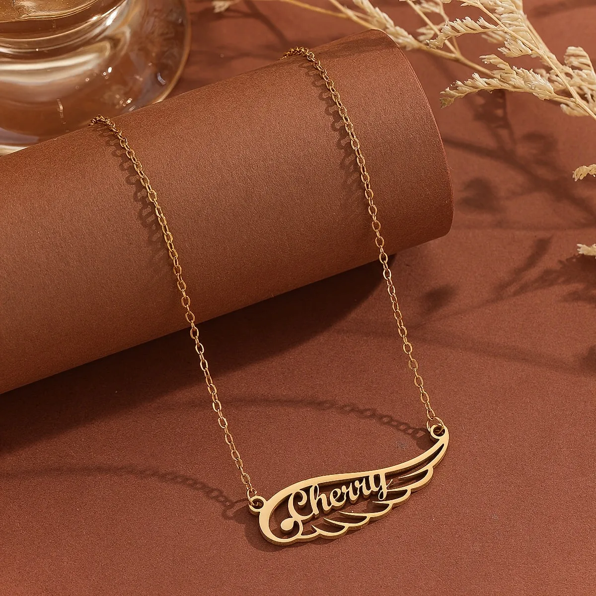 Golden Angel Wing Necklace Personalized Jewelry