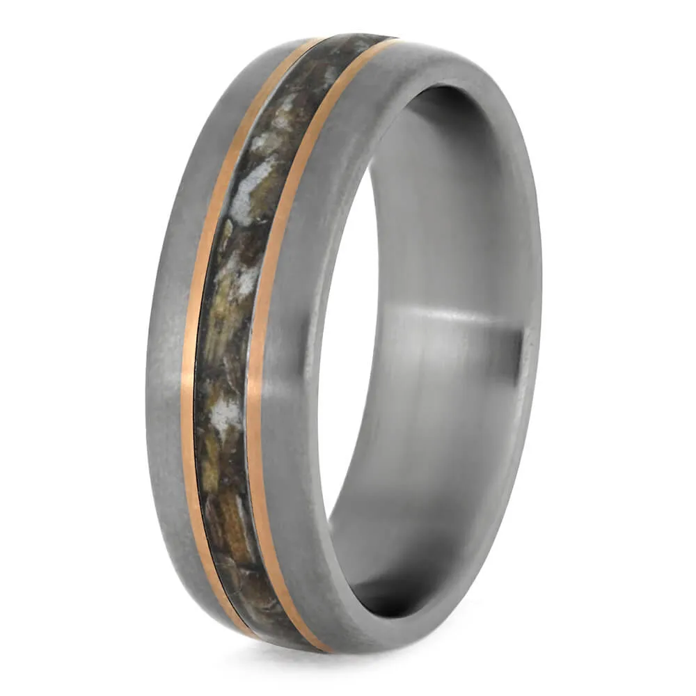 Golf Tee Wedding Band with Rose Gold Pinstripes