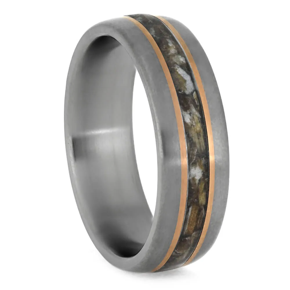 Golf Tee Wedding Band with Rose Gold Pinstripes