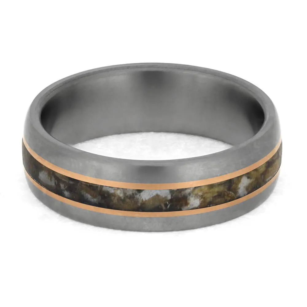 Golf Tee Wedding Band with Rose Gold Pinstripes