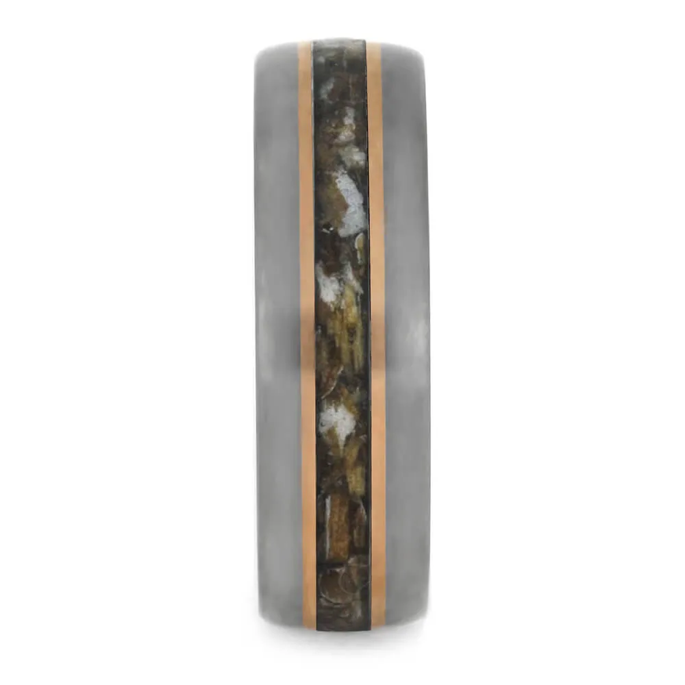 Golf Tee Wedding Band with Rose Gold Pinstripes