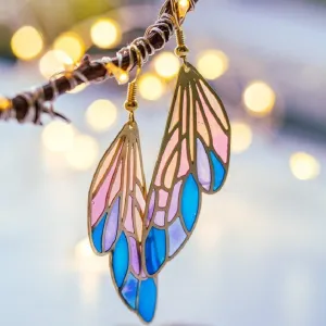 Gradient Colorful Feather Wings Butterfly Wing Earrings