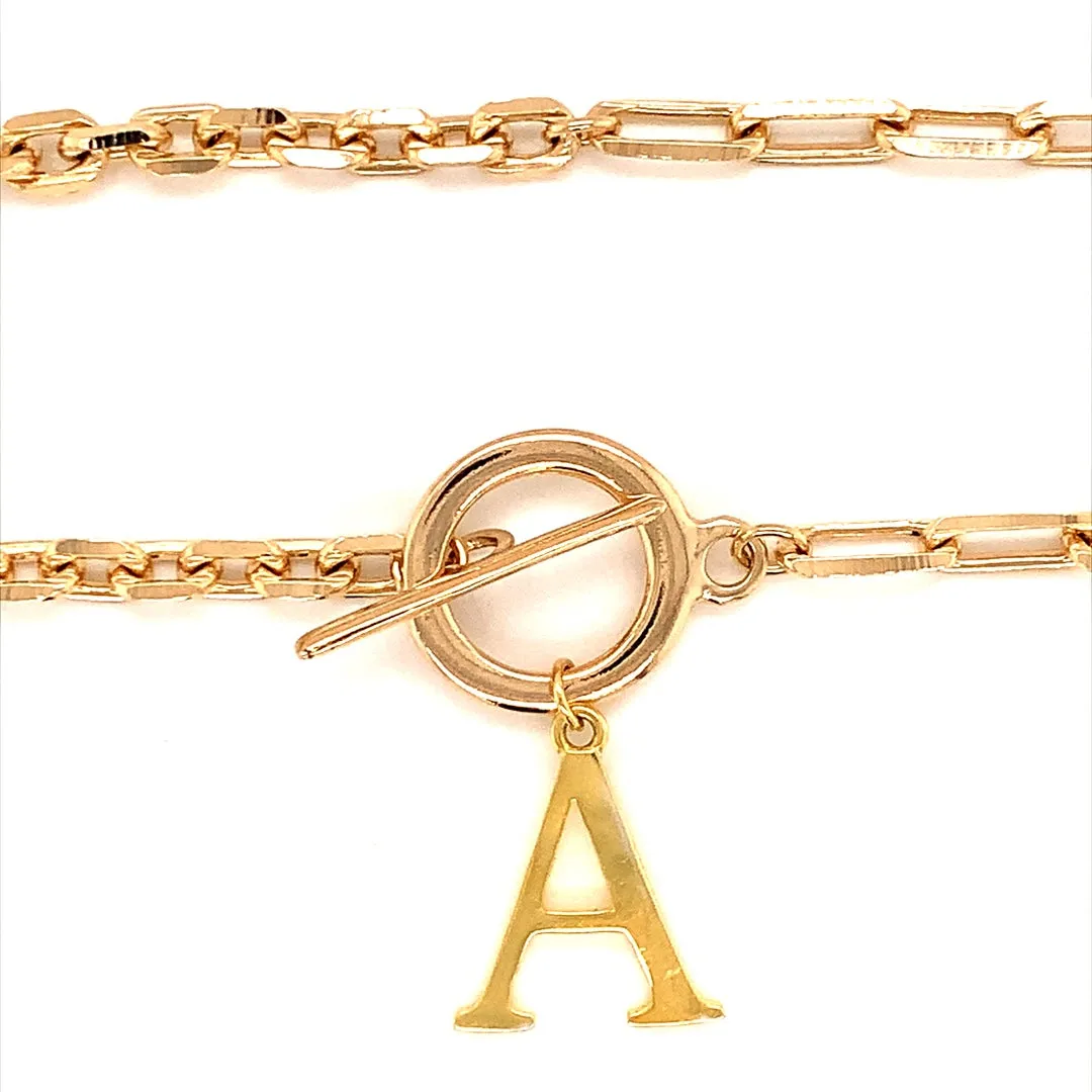 Half Paperclip X Half Curb Initial Necklace