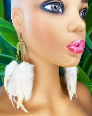 Handcrafted Medium Feather Earrings - Bride to Be