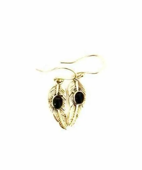 Handmade Feather Stone Leaf Dangling Earrings - Variety of Colors - Hypoallergenic & Adjustable