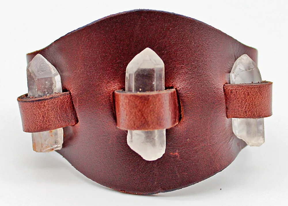 Handmade genuine  leather gem stone crystal holder bracelets/ cuffs single band(Without stones)(6 pack/$ 10 ea.)