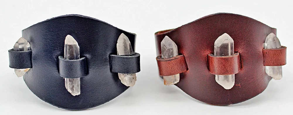 Handmade genuine  leather gem stone crystal holder bracelets/ cuffs single band(Without stones)(6 pack/$ 10 ea.)