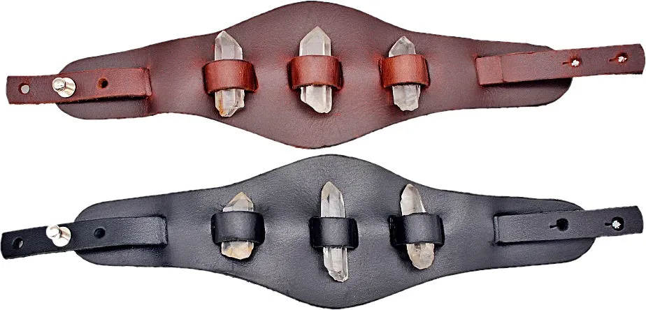 Handmade genuine  leather gem stone crystal holder bracelets/ cuffs single band(Without stones)(6 pack/$ 10 ea.)