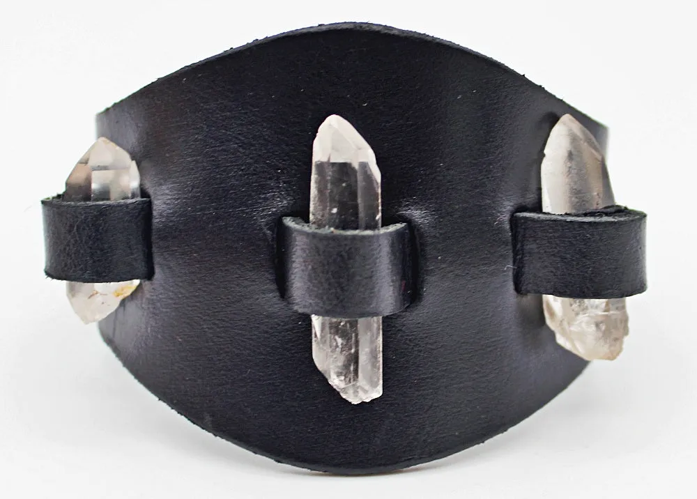 Handmade genuine  leather gem stone crystal holder bracelets/ cuffs single band(Without stones)(6 pack/$ 10 ea.)