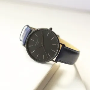 Handwriting Engraving - Men's Minimalist Watch   Admiral Blue Strap