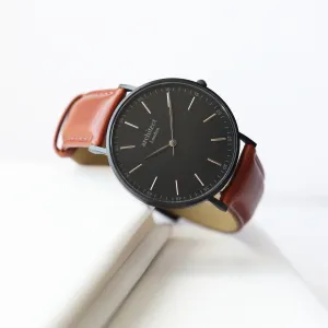 Handwriting Engraving - Men's Minimalist Watch   Walnut Strap