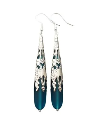 Hawaiian Jewelry Sea Glass Earrings, Teal Earrings Blue Earrings Long Teardrop Earrings, Sea Glass Jewelry For Women, Unique Earrings