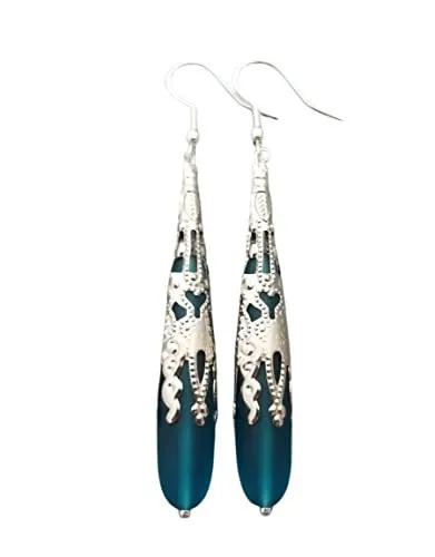 Hawaiian Jewelry Sea Glass Earrings, Teal Earrings Blue Earrings Long Teardrop Earrings, Sea Glass Jewelry For Women, Unique Earrings