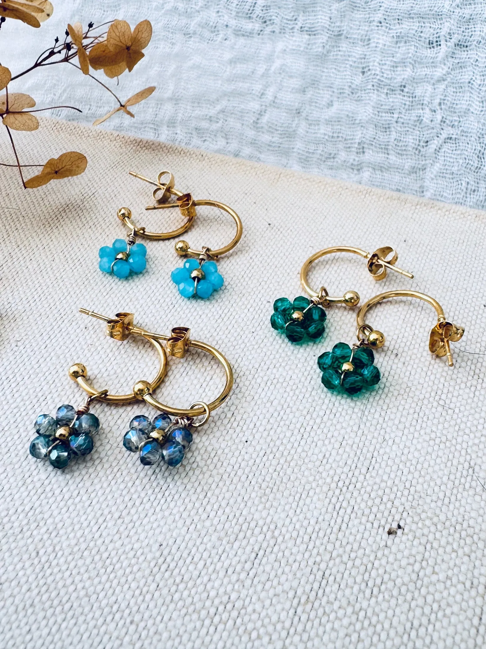 Helena Daisy Stud Hoop Earrings