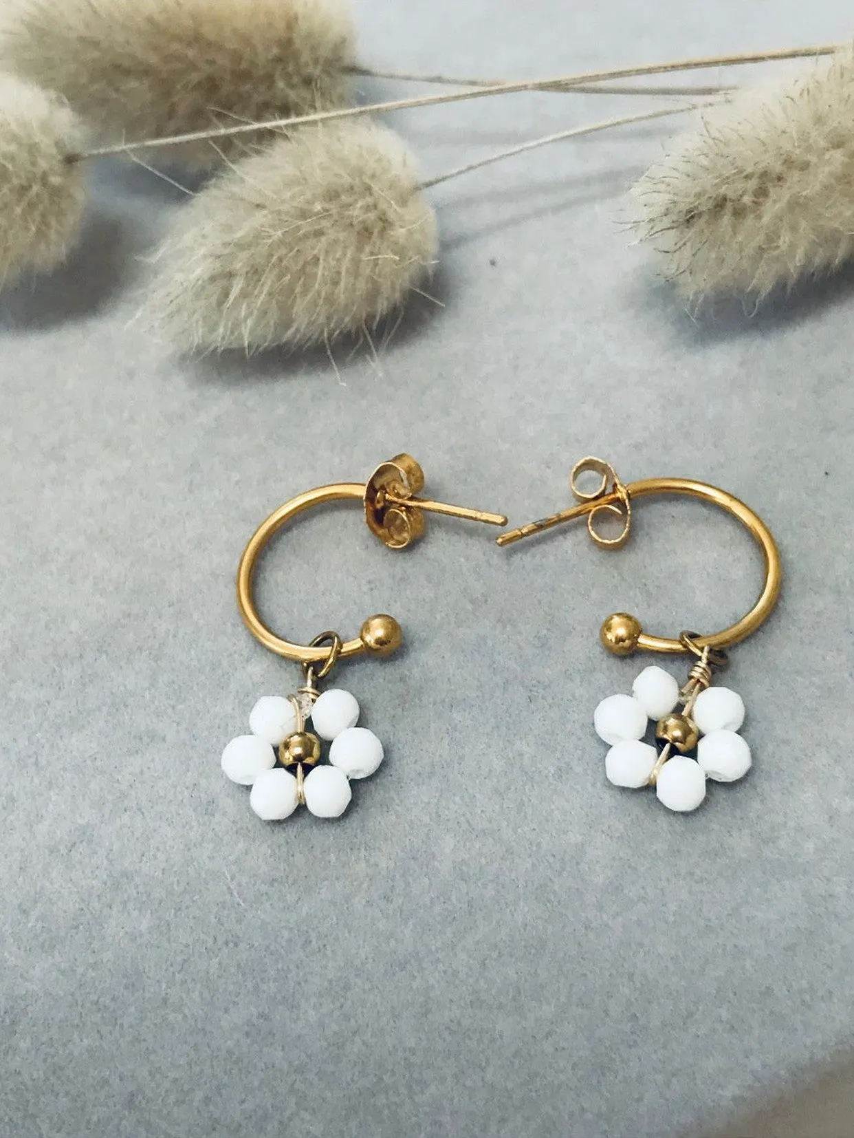 Helena Daisy Stud Hoop Earrings