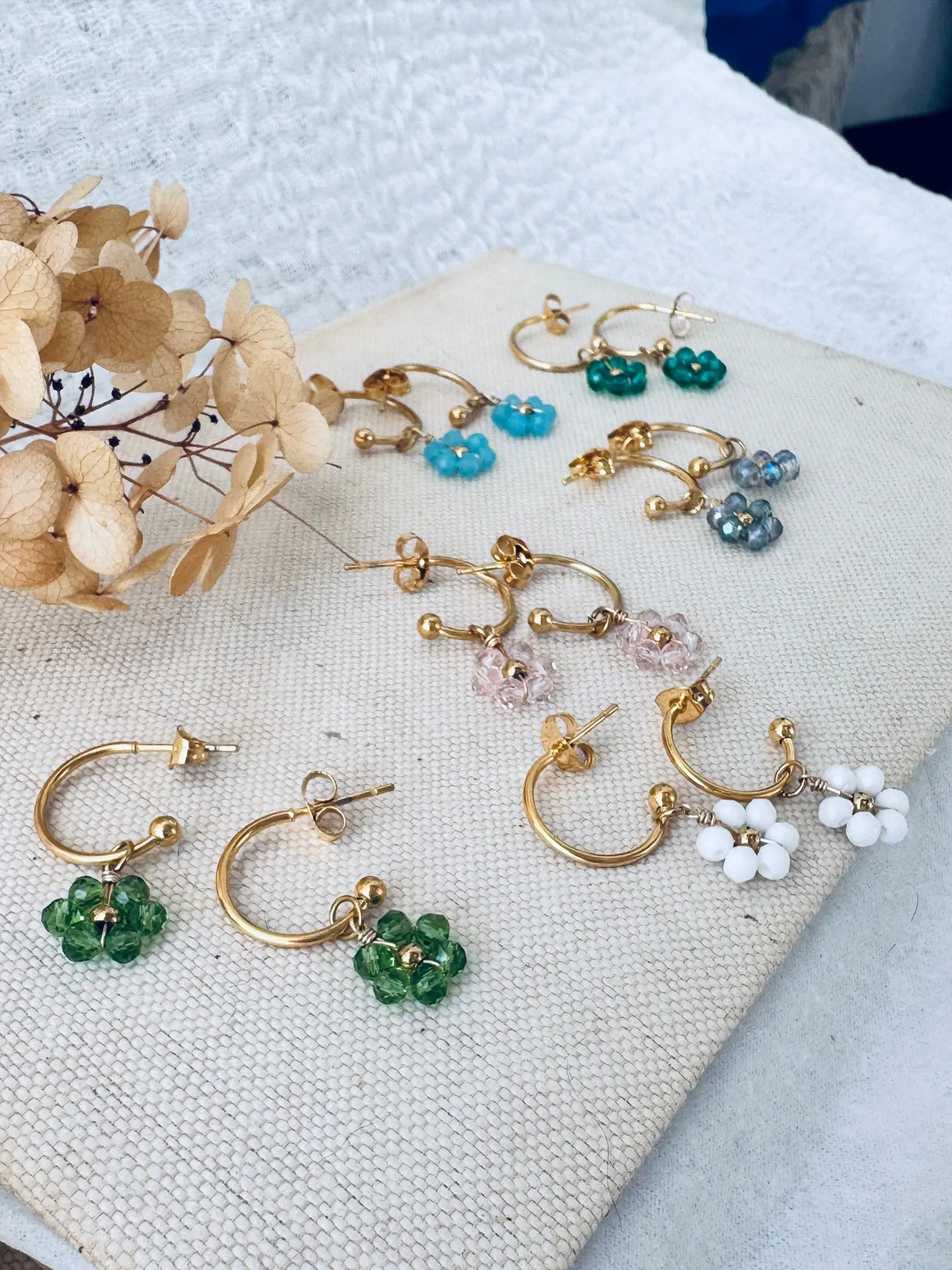 Helena Daisy Stud Hoop Earrings