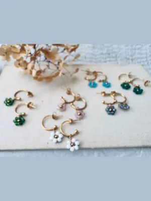 Helena Daisy Stud Hoop Earrings